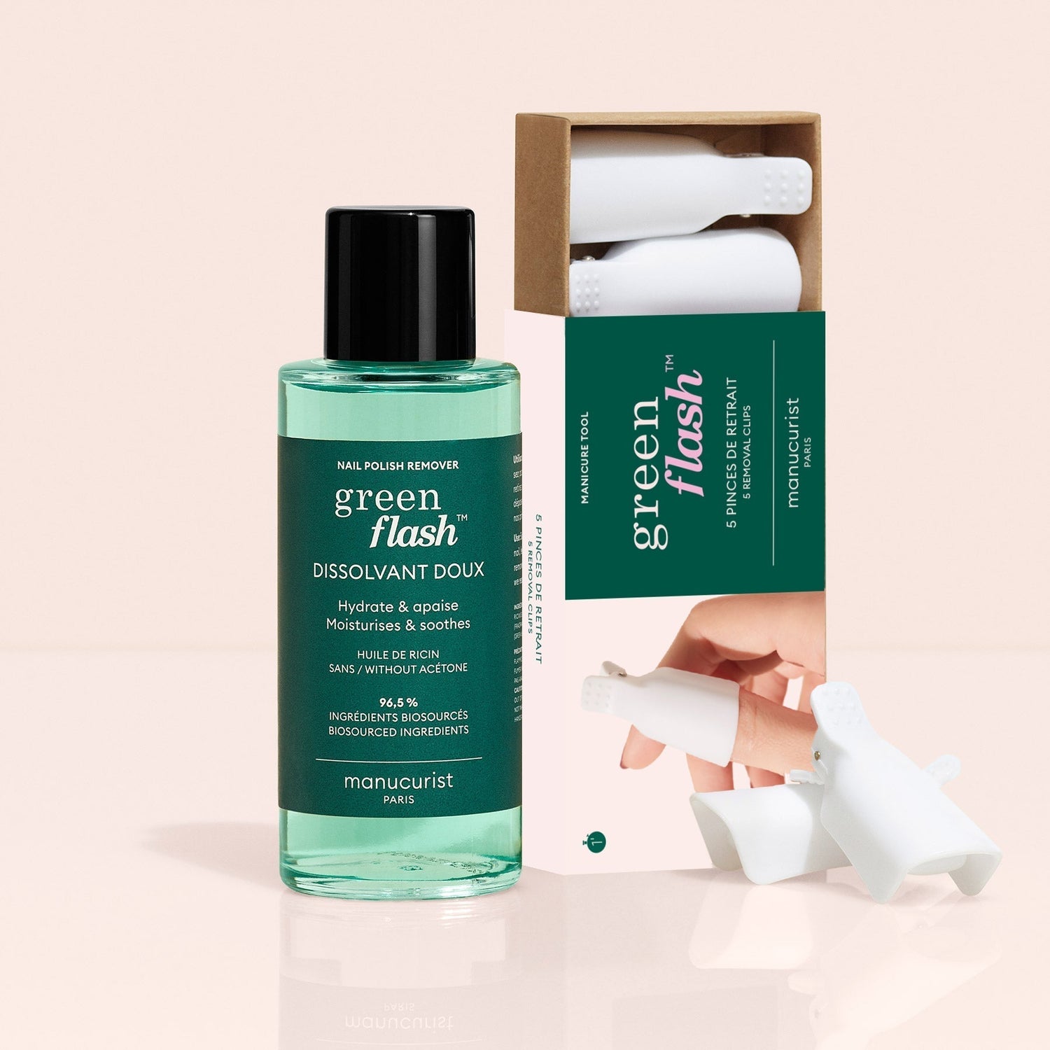 Duo Dissolvant Doux Green Flash™ &amp; Pinces de retrait